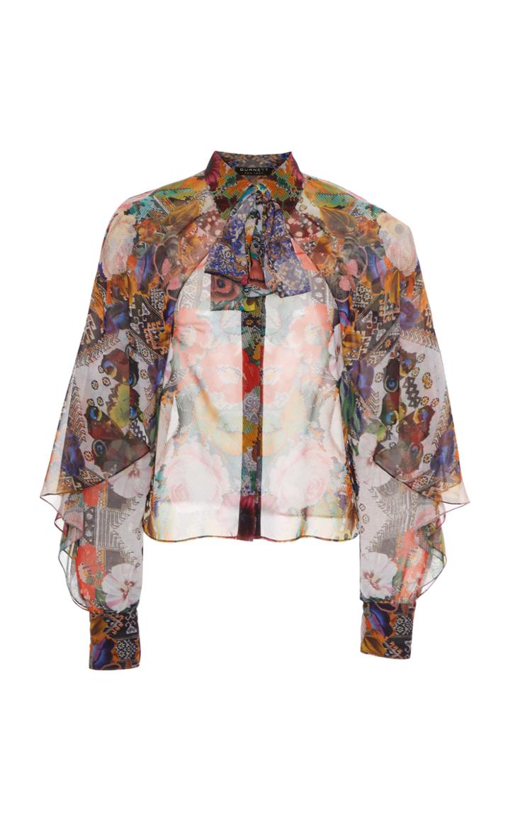 Moda Operandi Burnett New York Cascade-detailed Printed Chiffon Blouse Size: 0