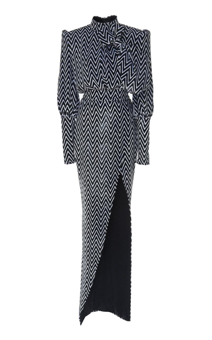 Balmain Zig Zag Long Dress