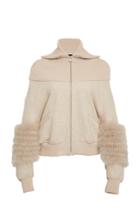 Sally Lapointe Cotton Jersey Dropped Shoulder Bomber With Fox Fur