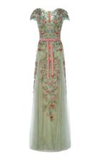 Marchesa Deep V Corded Lace Gown