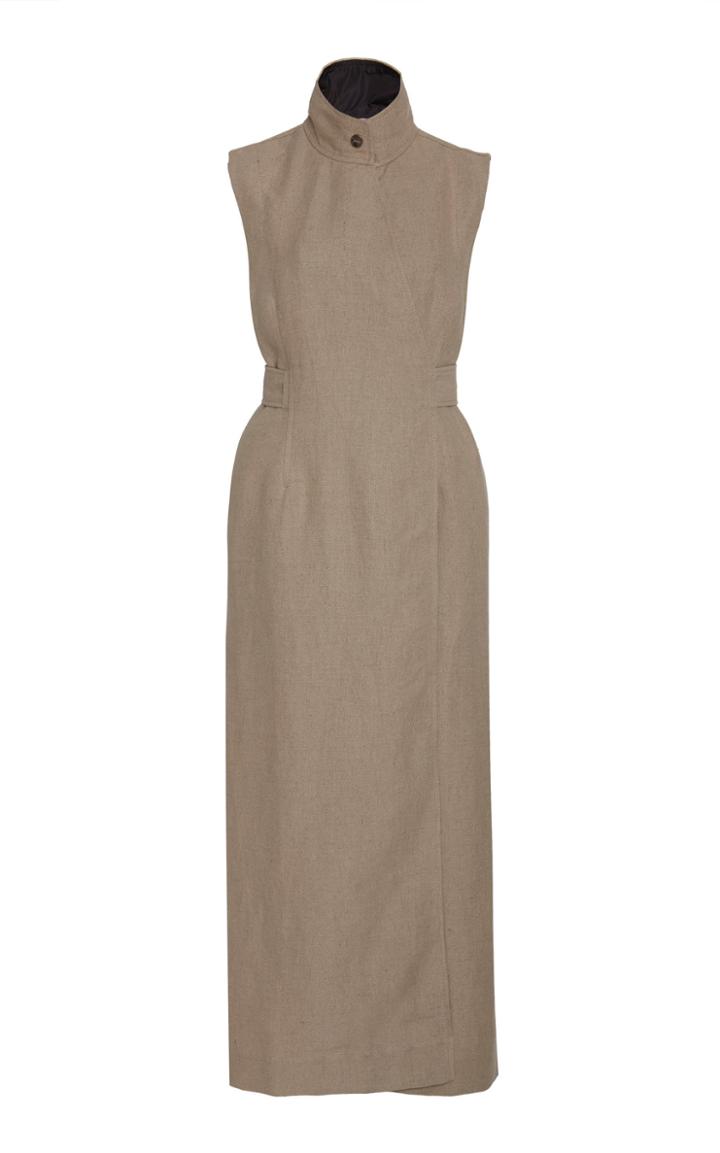 Ganni Linen Button Up Midi Dress