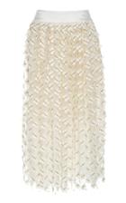 Soonil Aspi Petal Applique Silk Chiffon Midi Skirt