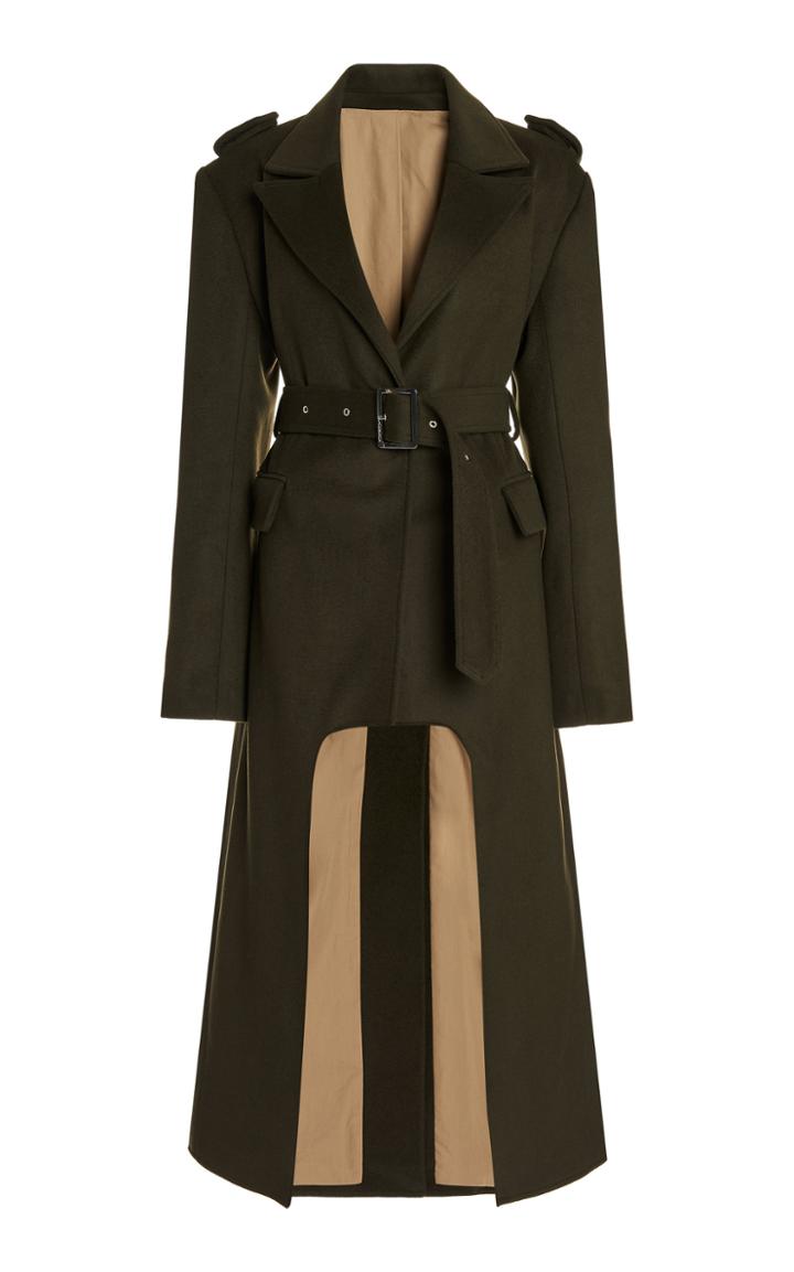 Moda Operandi Boyarovskaya Cutout-detailed Belted Wool-blend Coat