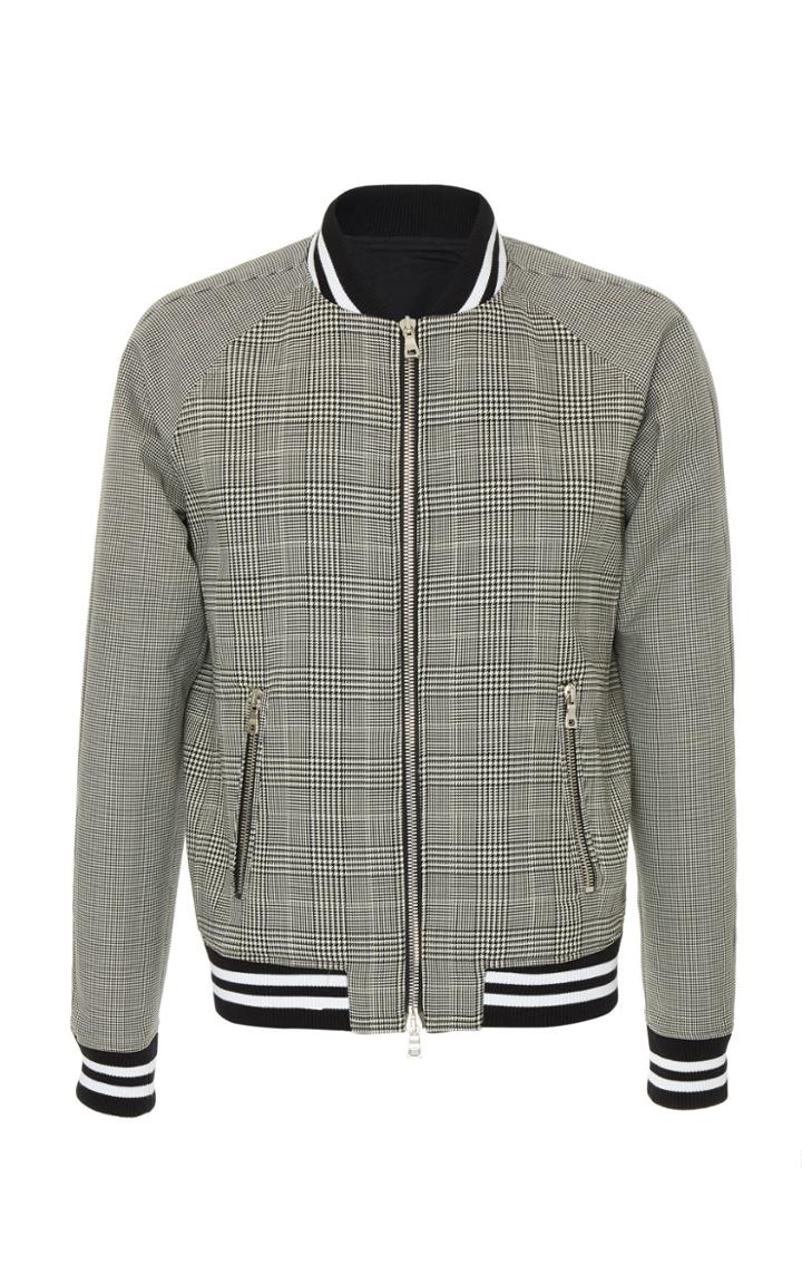 Balmain Houndstooth Wool-blend Bomber Jacket Size: 52