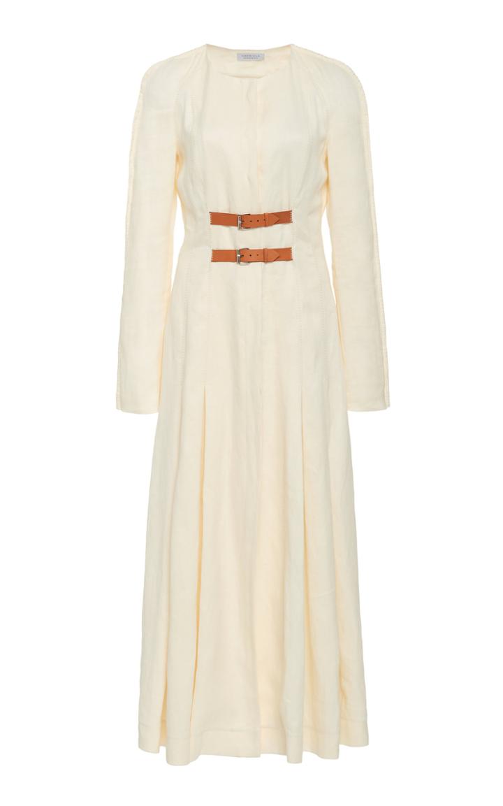 Moda Operandi Gabriela Hearst Ariana Stitch-detailed Godet Linen Maxi Dress Size: 38