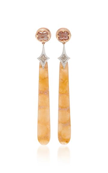 Parulina 18k White And Rose Gold Fossilized Coral And Multi-stone Earrings