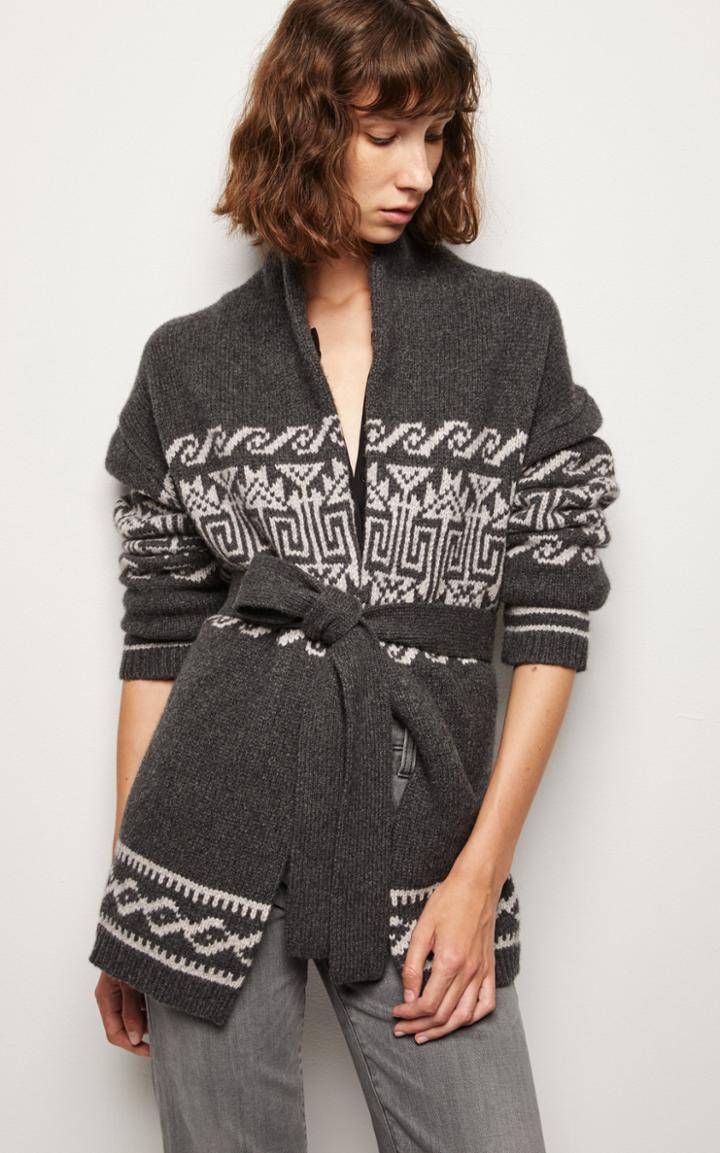 Moda Operandi Nili Lotan Liliana Belted Jacquard-knit Wool-blend Cardigan