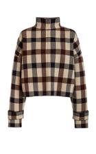 Victoria Victoria Beckham Plaid Funnel Neck Crepe Jumper