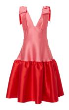 Lela Rose Color-blocked Duchess Satin Peplum Dress