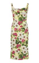 Dolce & Gabbana Floral-print Square-neck Stretch-silk Dress