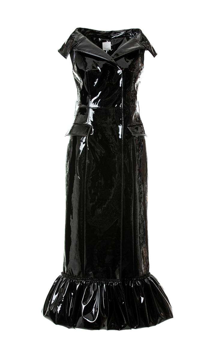 Moda Operandi Huishan Zhang Penelope Convertible Faux Patent Leather Sleeveless Coat
