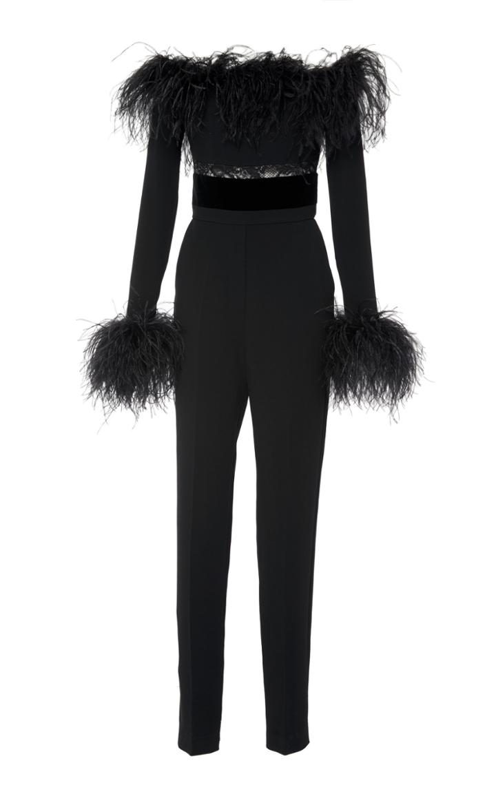Elie Saab Ostrich Feather Jumpsuit