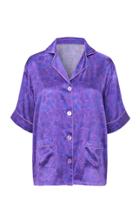 Moda Operandi Helmstedt Silk Satin Short Sleeve Pj Shirt Size: S/m