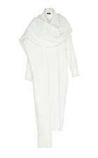 Paule Ka Double Faced Wool Coat With Fringe Scarf