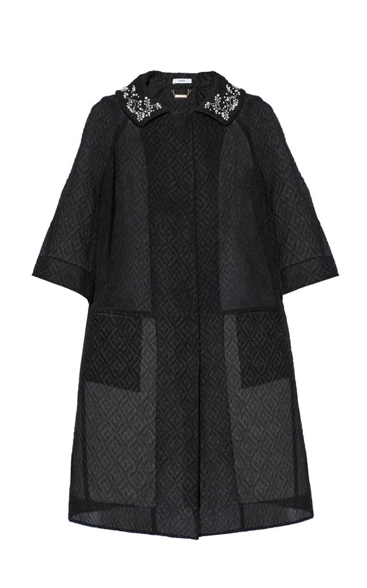 Moda Operandi Erdem Sorayah Silk-blend Embroidered Collar Coat