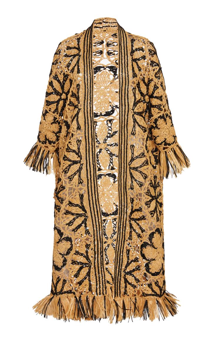 Moda Operandi Oscar De La Renta Fringed Guipure Lace Cardigan Size: 4
