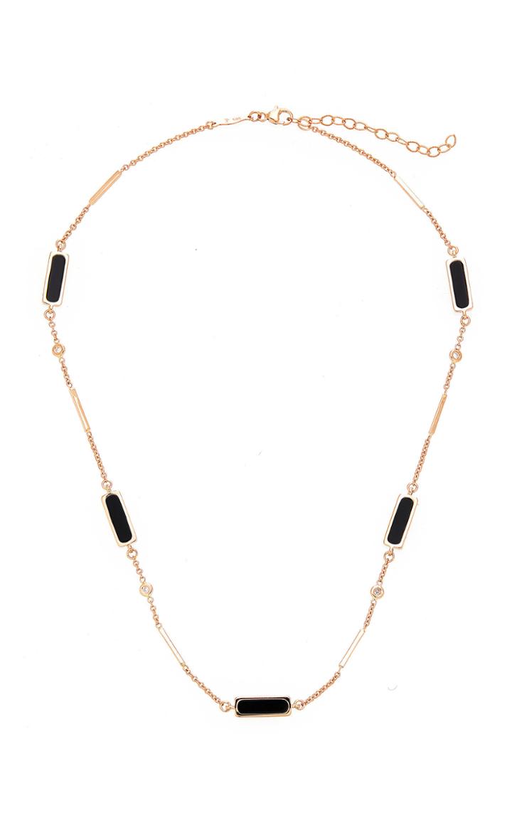 Jacquie Aiche 5 Onyx Inlay Link Bar Chain Necklace