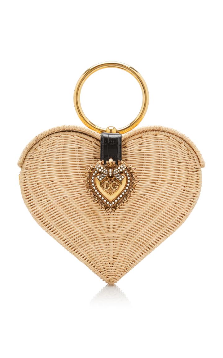 Moda Operandi Dolce & Gabbana Devotion Crystal Heart Wicker Top Handle Bag