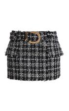 Balmain Buckled Tweed Mini Skirt