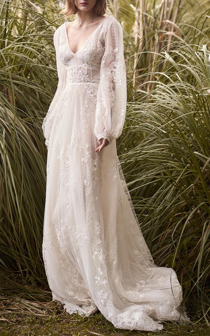 Costarellos Bridal Embroidered Lace Ethereal Gown
