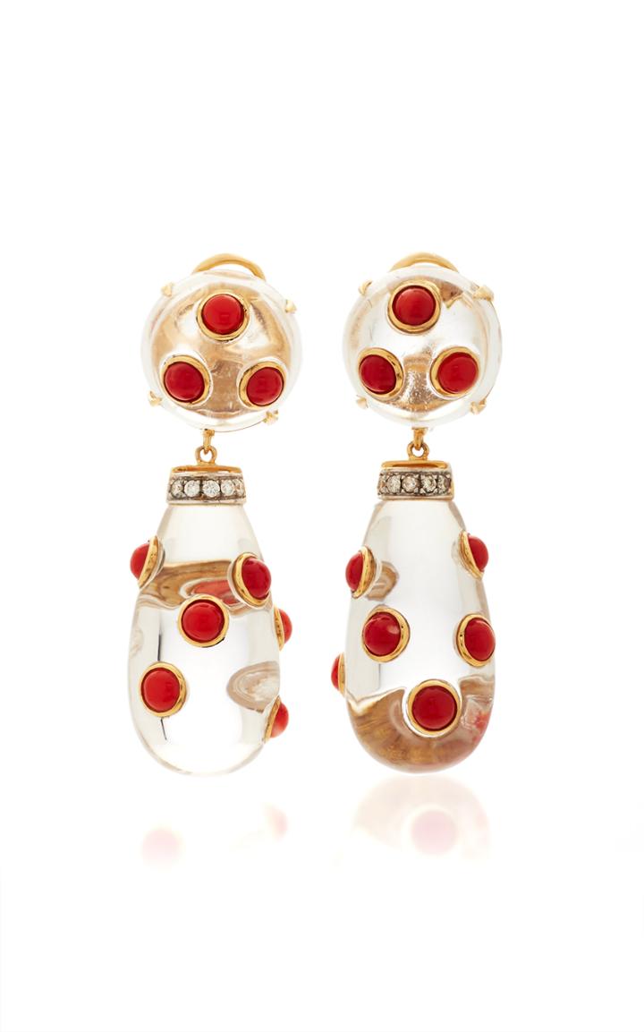 Moda Operandi Eleuteri Vintage 18k Yellow Gold And Multi-stone Earrings