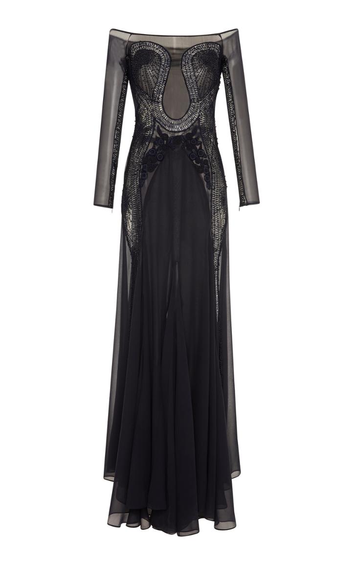 Roberto Cavalli Off The Shoulder Cut Out Dress