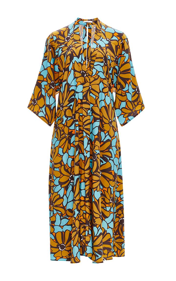 Tome Floral Printed Flutter Sleeve Dress