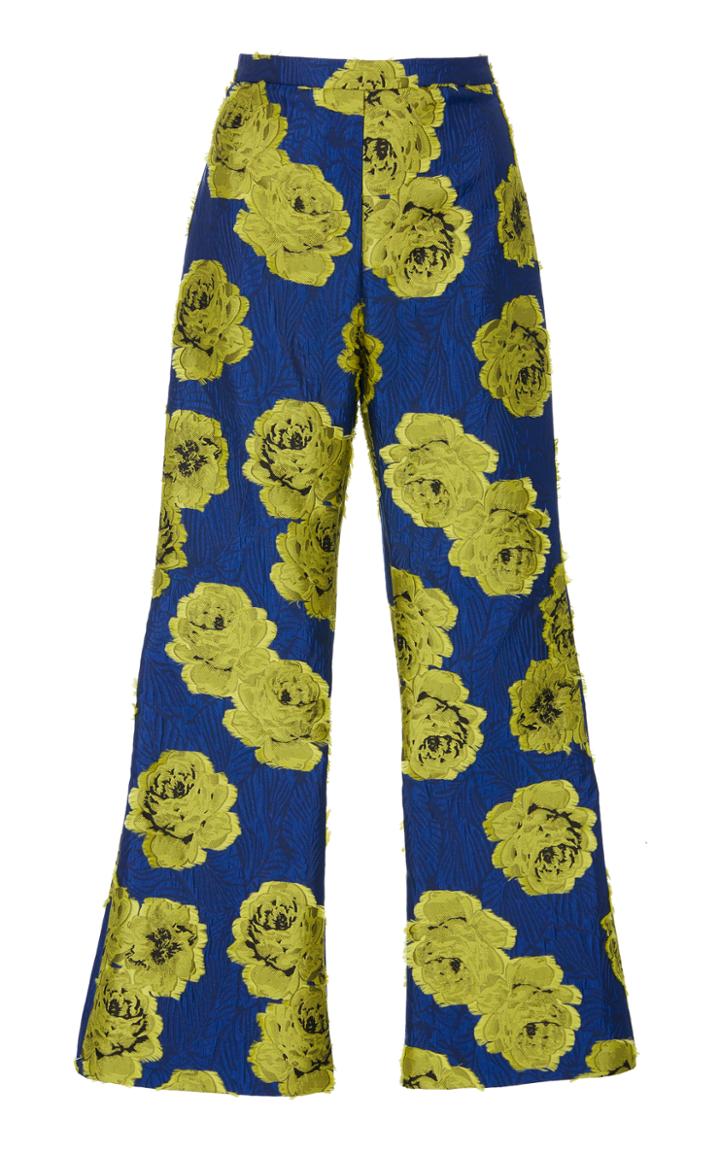 Christian Siriano Electric Floral Brocade Cropped Trouser
