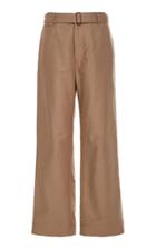 Deveaux Belted Cotton Straight-leg Pants