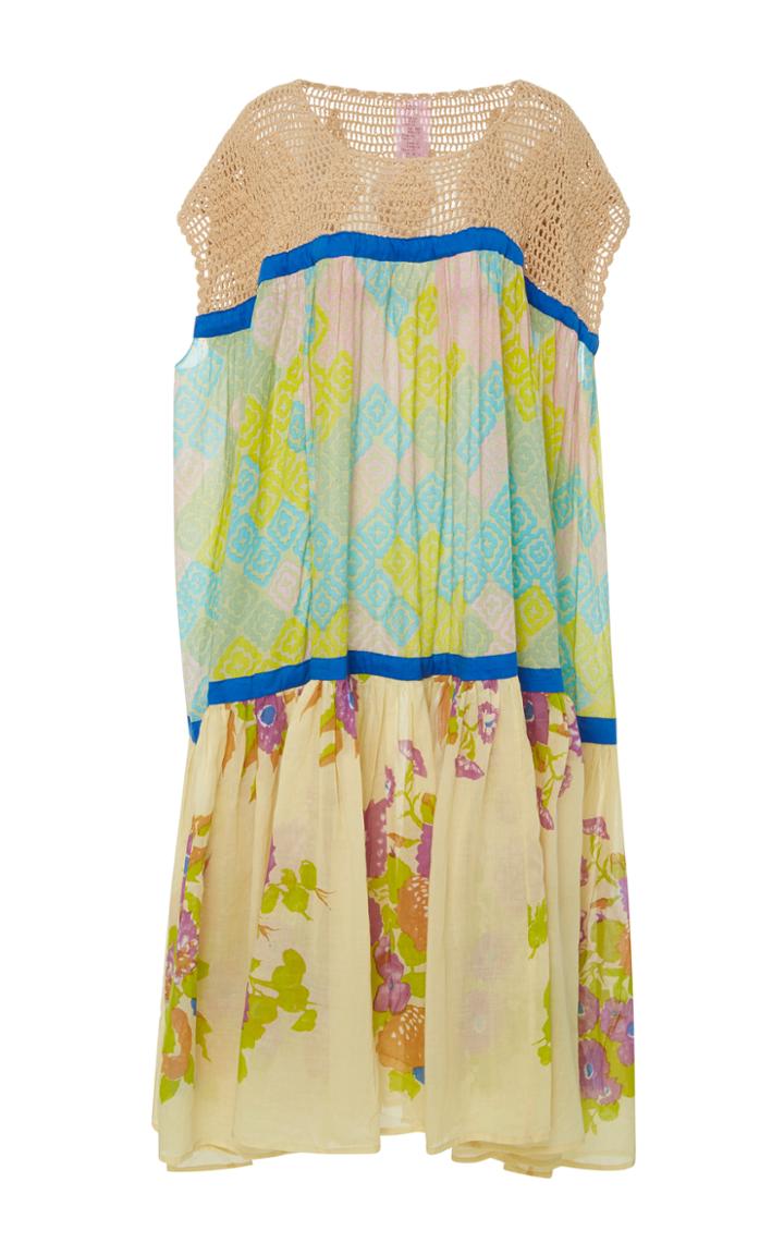 Yvonne S Crochet Pleated Maxi Dress