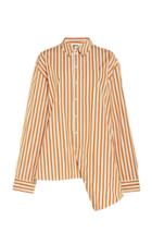Moda Operandi Maison Rabih Kayrouz Striped Asymmetric Poplin Top Size: 34