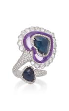 Saboo Aura 18k White Gold Amethyst Sapphire And Diamond Ring
