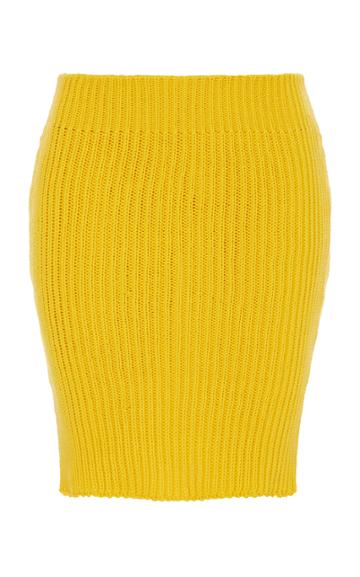 Nanna Van Blaaderen Yellow Ribbed Knit Mini Skirt
