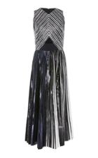Proenza Schouler Cutout Pleated Lam Midi Dress
