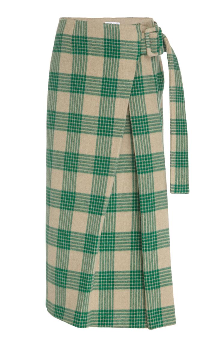 Rejina Pyo Ellis Wrap-effect Belted Check Midi Skirt