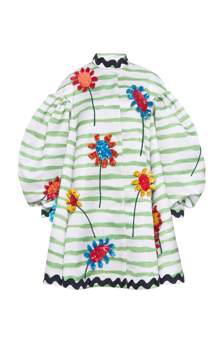 Moda Operandi Moschino Puffed Sleeve Floral-embellished Duchesse Coat Size: 38