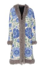 Zazi Vintage Fur Trim Floral Suzani Vintage Coat