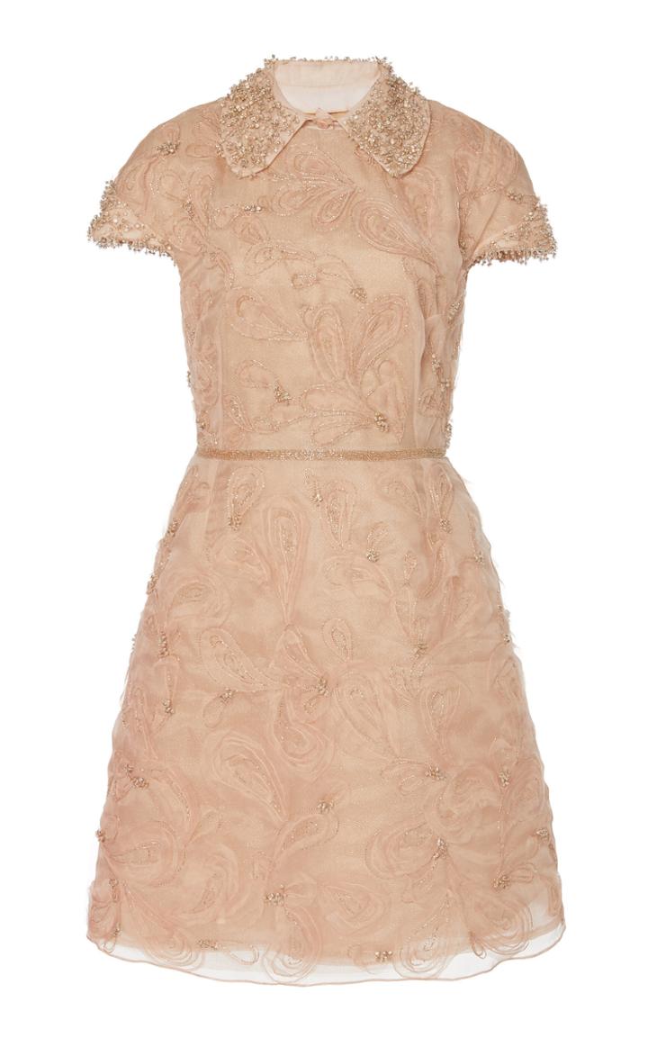 Marchesa Crystal-embroidered Silk-organza Cocktail Dress