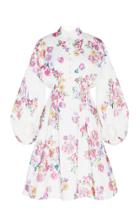 Moda Operandi Huishan Zhang Ruby Balloon-sleeve Floral Printed Mini Dress Size: 6