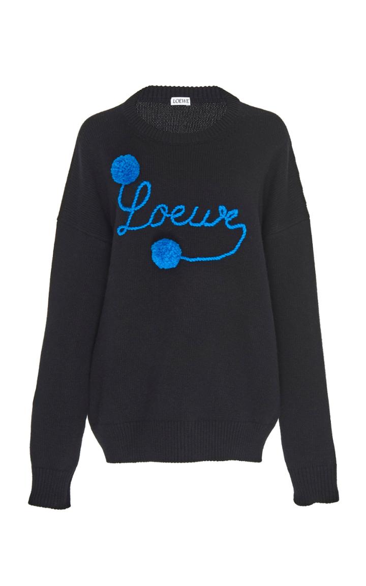 Loewe Pom Pom Logo-embroidered Wool Sweater