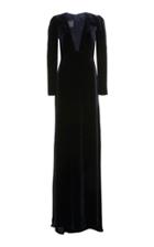 Monique Lhuillier Velvet Long Sleeve Gown