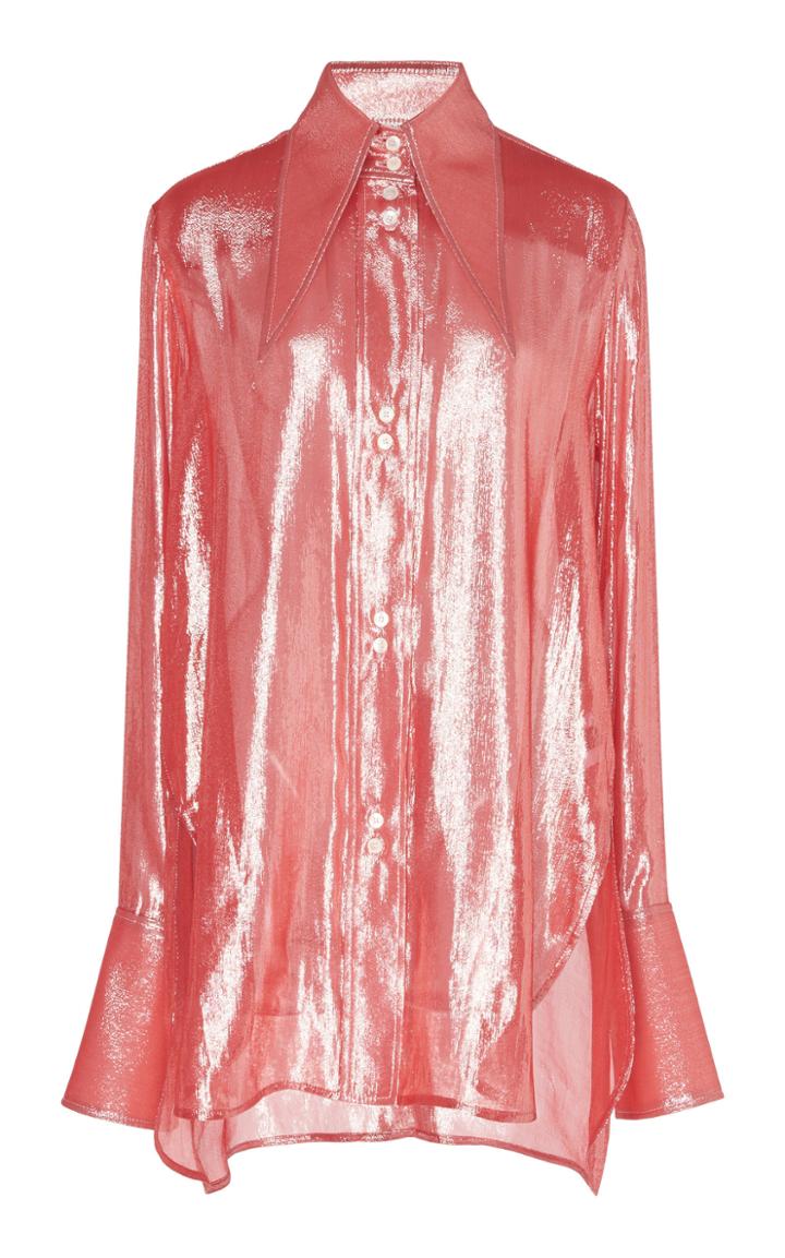 Ellery Satin Stand-up Collar Blouse