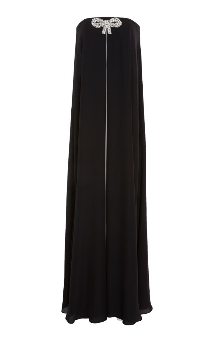 Reem Acra Color Block Silk Strapless Gown