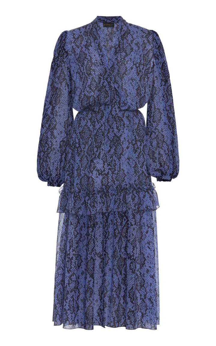 Dundas Python-print Silk Ruffled Maxi Dress