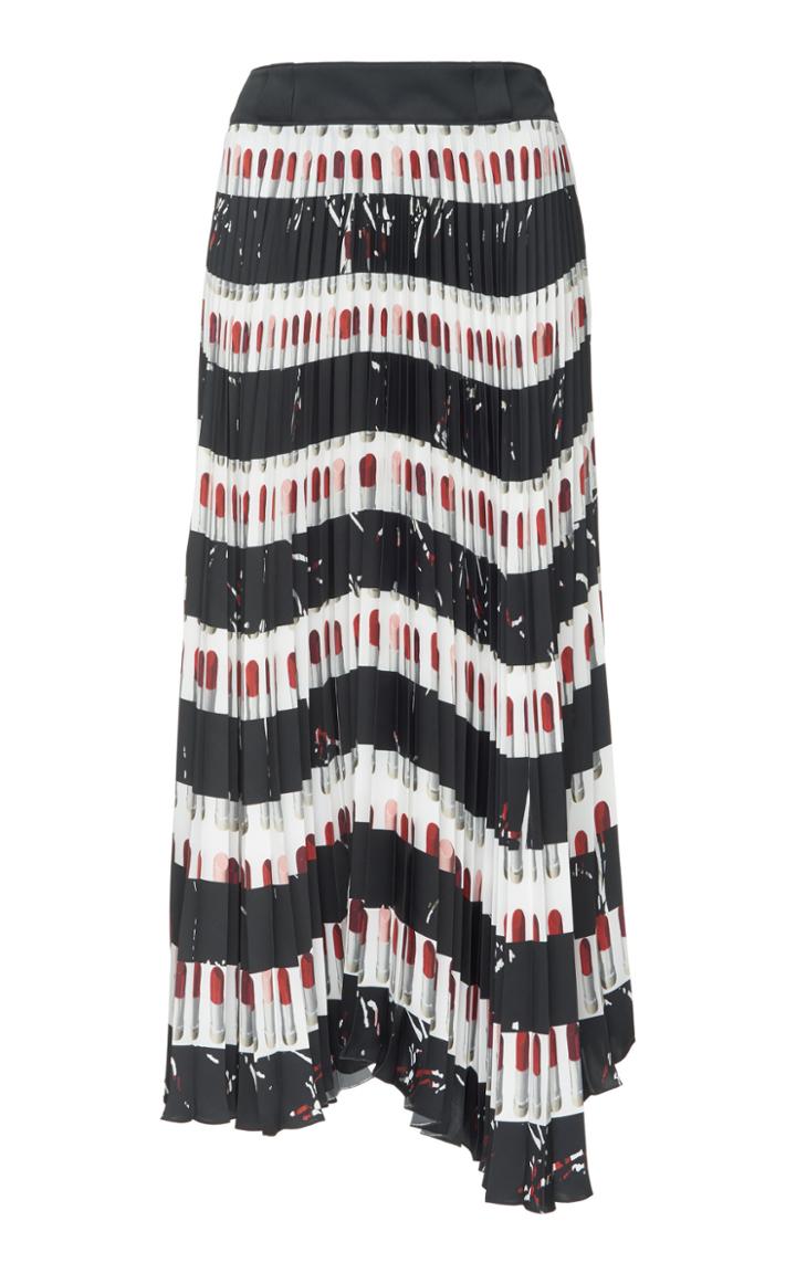 Prada Printed Pliss-satin Midi Skirt