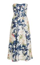Ralph Lauren Dasha Strapless Floral-print Linen-blend Midi Dress
