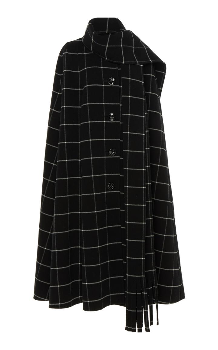 Marc Jacobs Checked Scarf-detailed Wool Cape