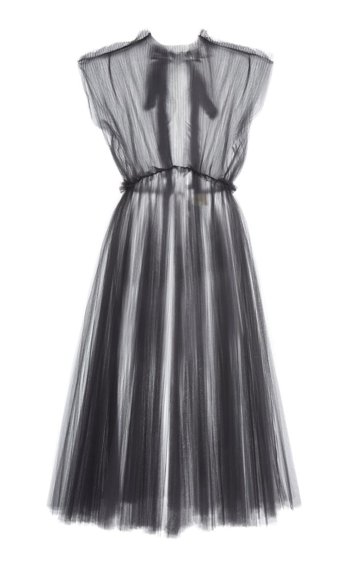 Khaite Alix Sheer Pleated Tulle Dress