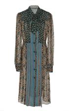 Anna Sui Bow-neck Deco-print Chiffon Shirt Dress