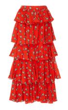 Rhode Resort Romeo Tiered Floral-print Cotton Maxi Skirt